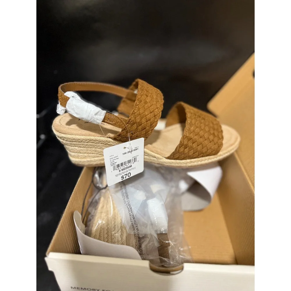 St Johns Bay Women's Espadrille Wedge‎ Sandals Brown Size 9
